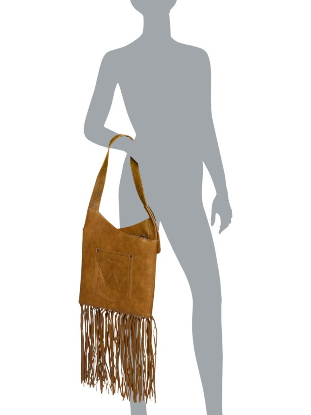 NEW Wrangler Turquoise Stone, Stud & Fringed Hobo Bag Brown Boho Western NWT - Picture 11 of 11